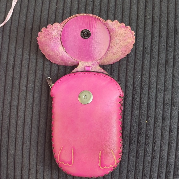 Pink Koala Genuine Leather Coin Pouch with Beaded Stone Chips Bracelet - Picture 3 of 7